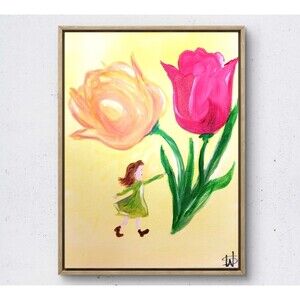 WS original big world hand painted 14X11 canvas acrylic abstract modern wall art